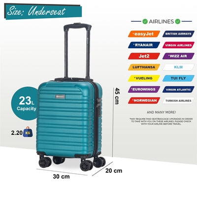 ABS Hardshell Underseat Cabin Suitcase 45 x 30 x 20 cm Luggage Suitable for Wizz Air