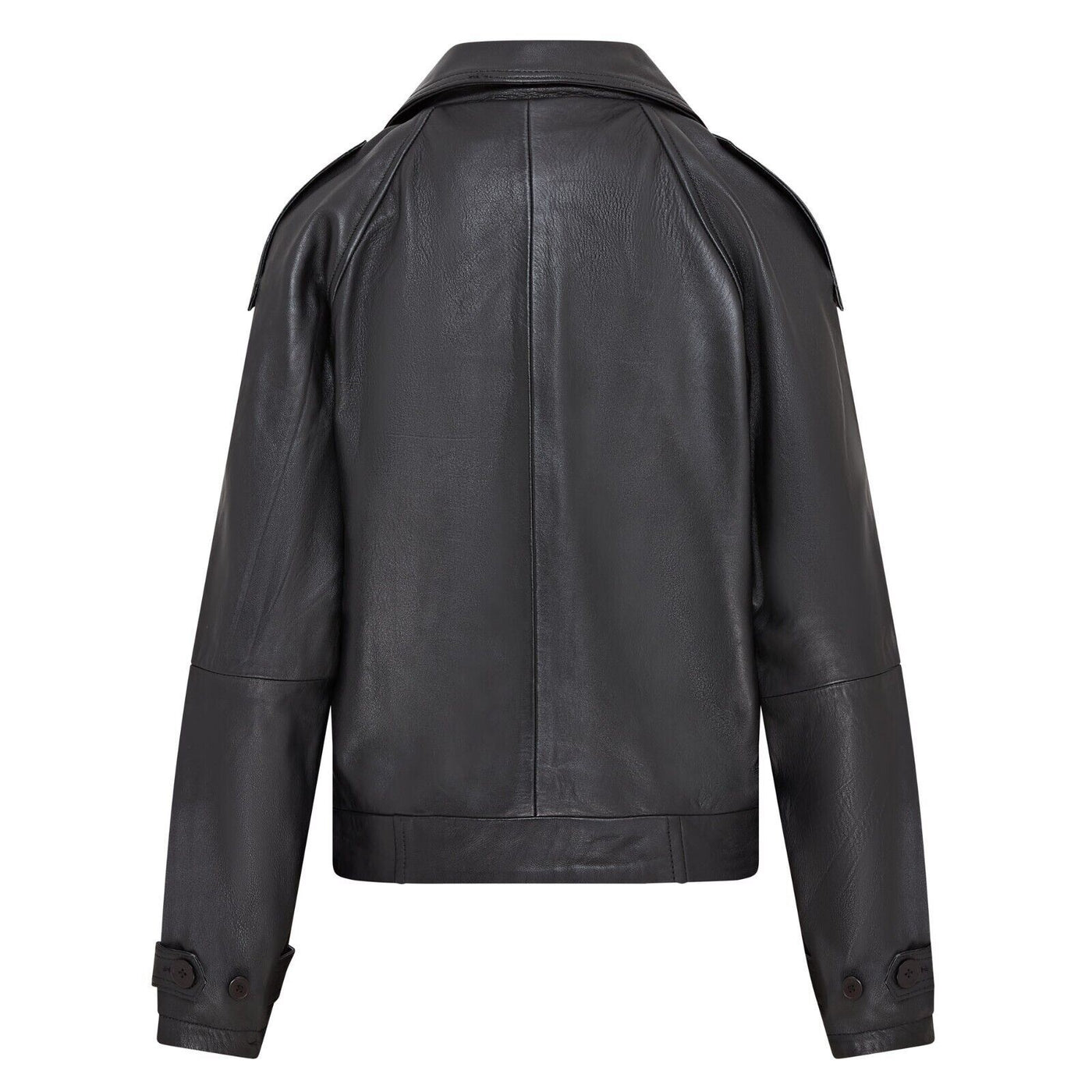 Womens Cropped Oversized Trench Leather Jacket - Canberra