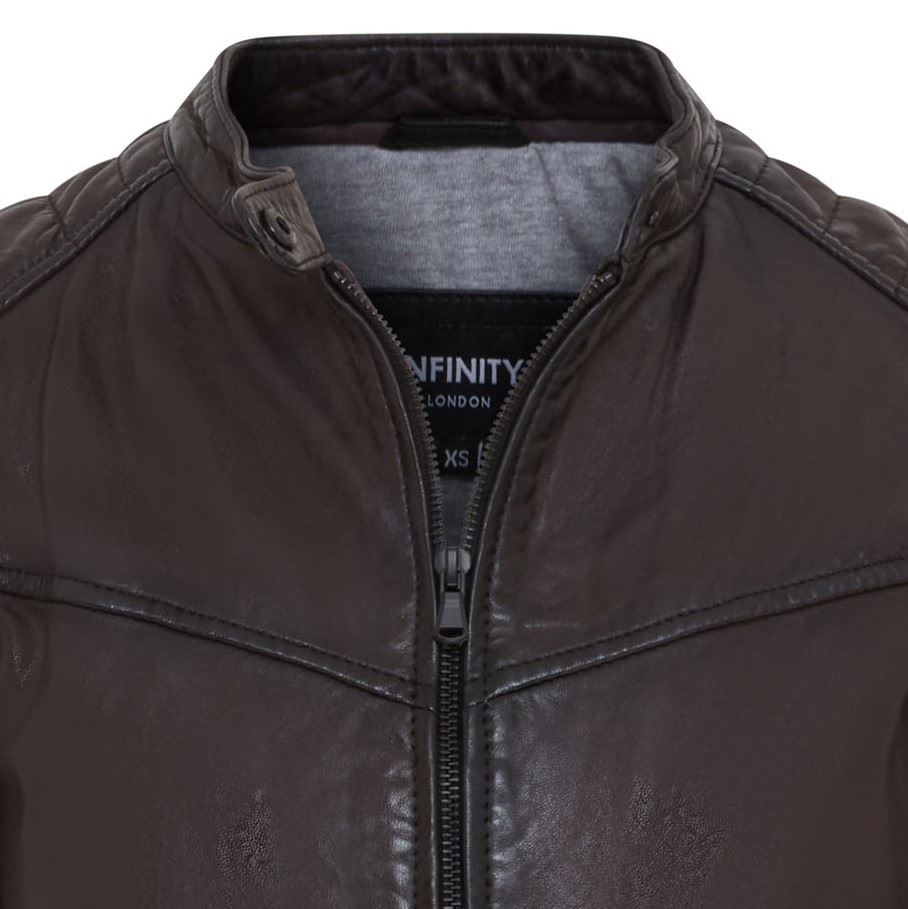 Womens Retro Quilted Leather Biker Jacket - Horten