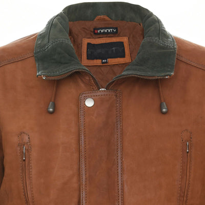 Mens Soft Italian Leather Parka Coat-Winnipeg