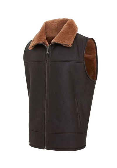 Mens Aviator Shearling Bomber Gilet - Ambler