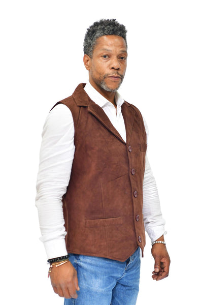 Mens Classic Smooth Goat Suede Leather Waistcoat-Exeter