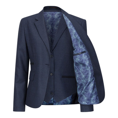 Women's Navy Three-Piece Tailored Fit Suit in Prince of Wales Check