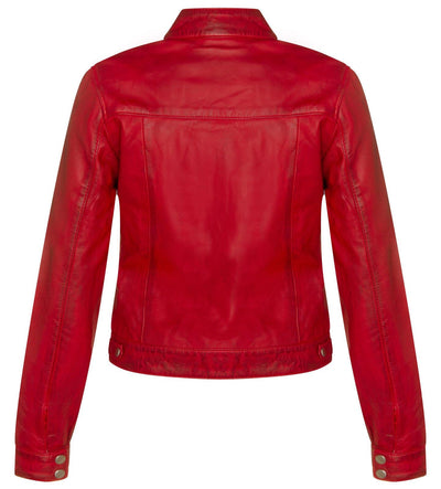 Women's Classic Leather Biker Jacket-Watford - Upperclass Fashions 