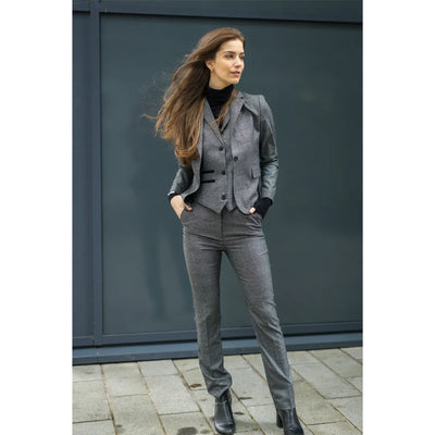 Women's Grey Three-Piece Tailored Fit Suit in Prince of Wales Check
