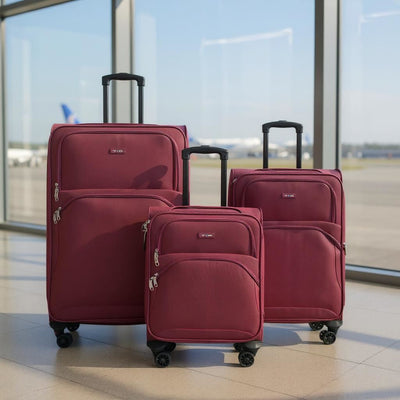 Expandable Soft 8 Wheel Lightweight Suitcase Luggage Travel Bags Set