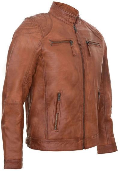 Mens Moto Leather Biker Jacket-Taiwan