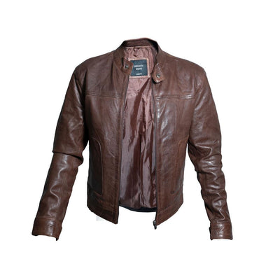 Men’s Classic Fitted Leather Biker Jacket-Austin