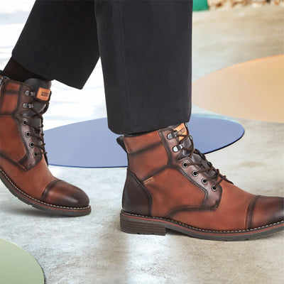 Pikolinos Men’s Cuero Brown Leather Zip & Lace Up Ankle Boots - York