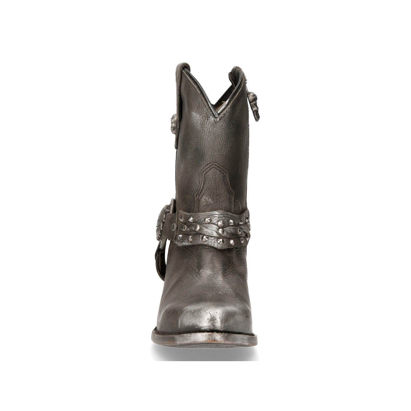 New Rock Black Leather Pointed Cowboy Boots- WSTM005-S1