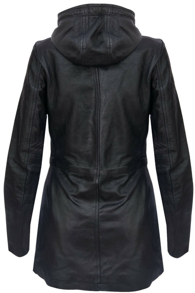 Giacca parka con cappuccio in pelle da donna - Bucarest