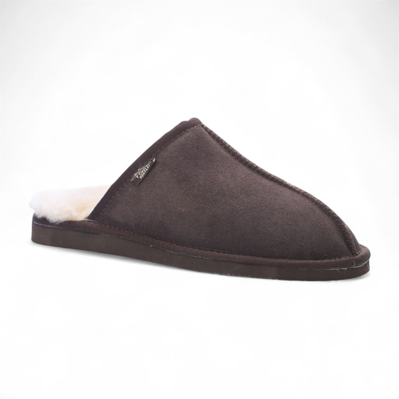 Men's Genuine Sheepskin Brown Suede Mule Winter Warm Non-Slip - Highland