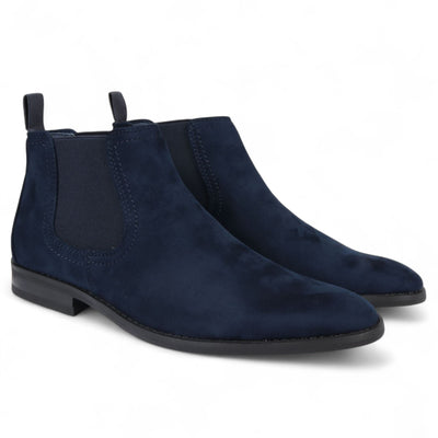 Men's Suede Chelsea Boots Real Leather Lined Slip-On