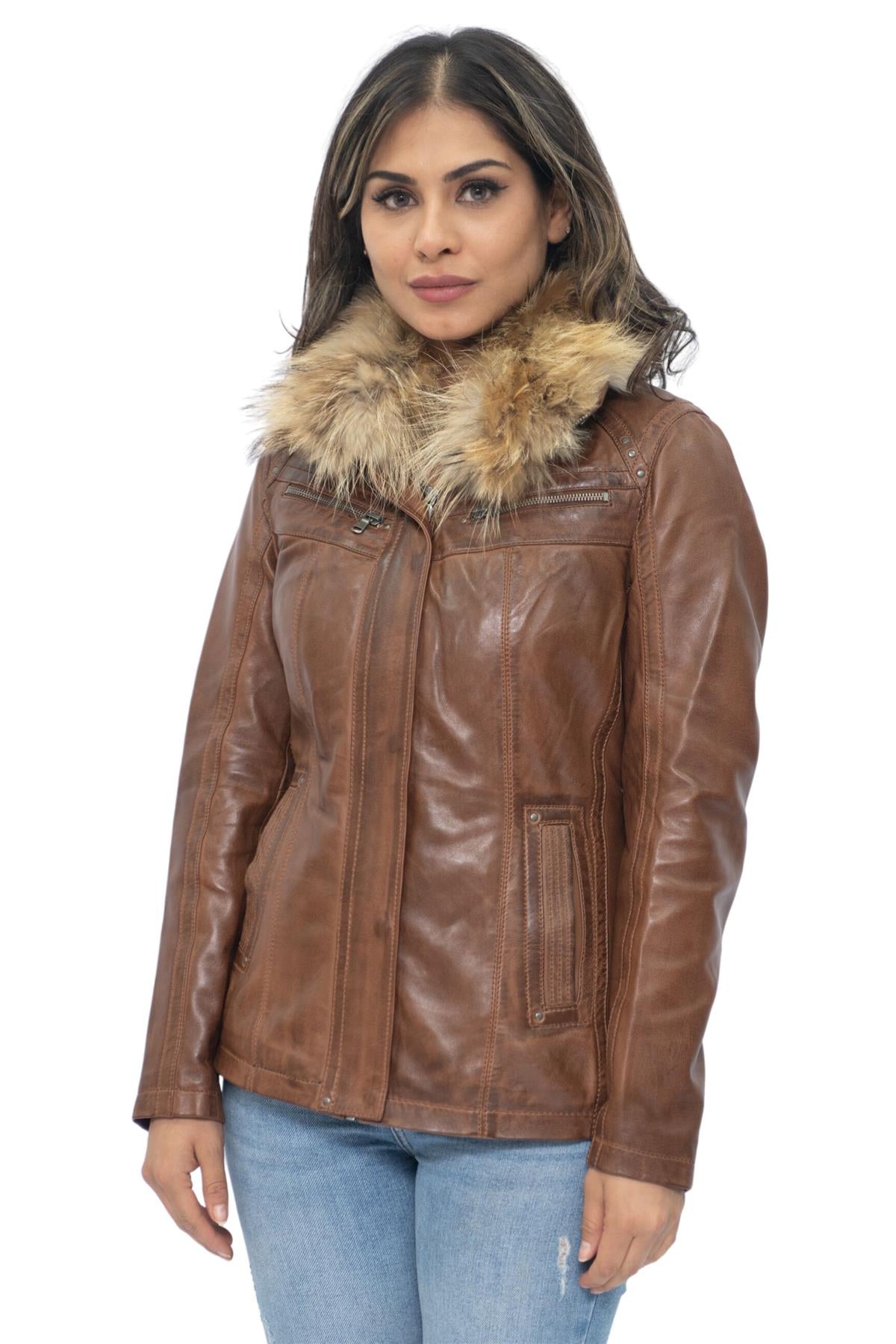 Womens Leather Parker Jacket-Arvada