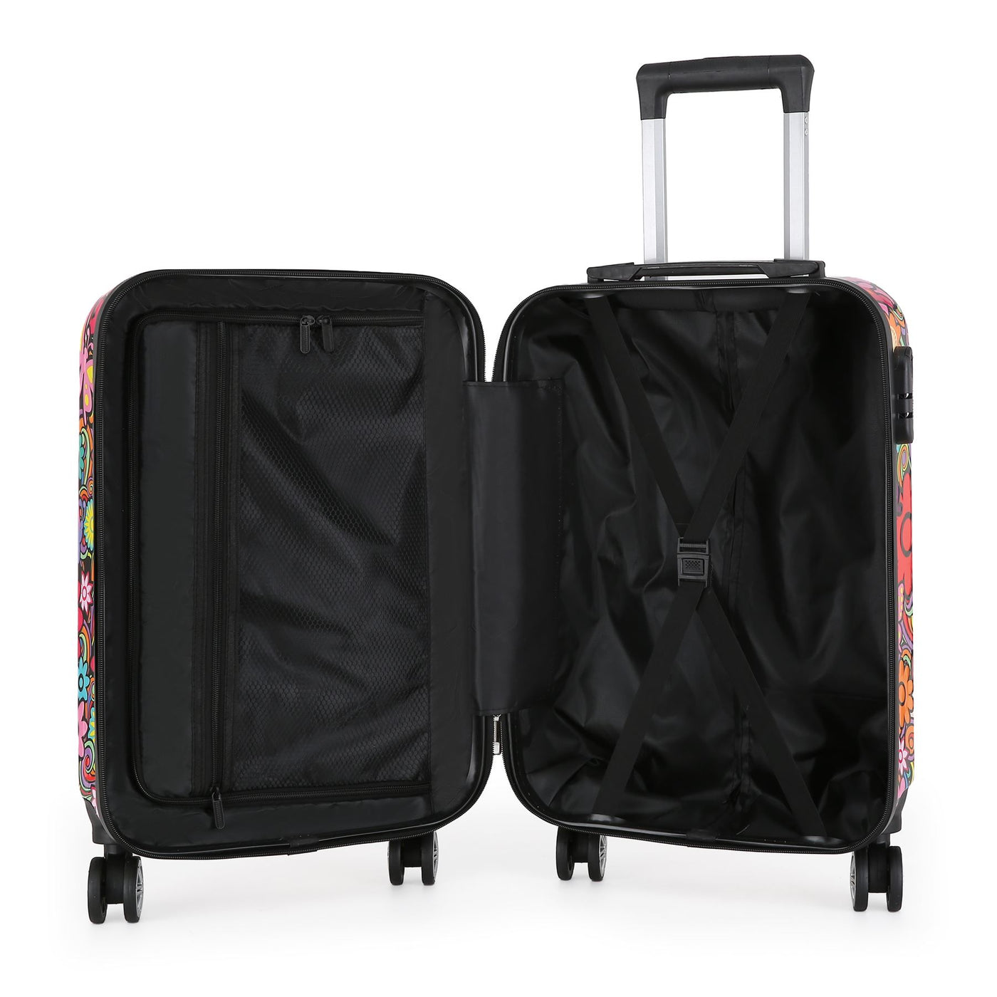 Hardside Shell Suitcase Set Printed Luggage Lightweight Cabin Travel Bag