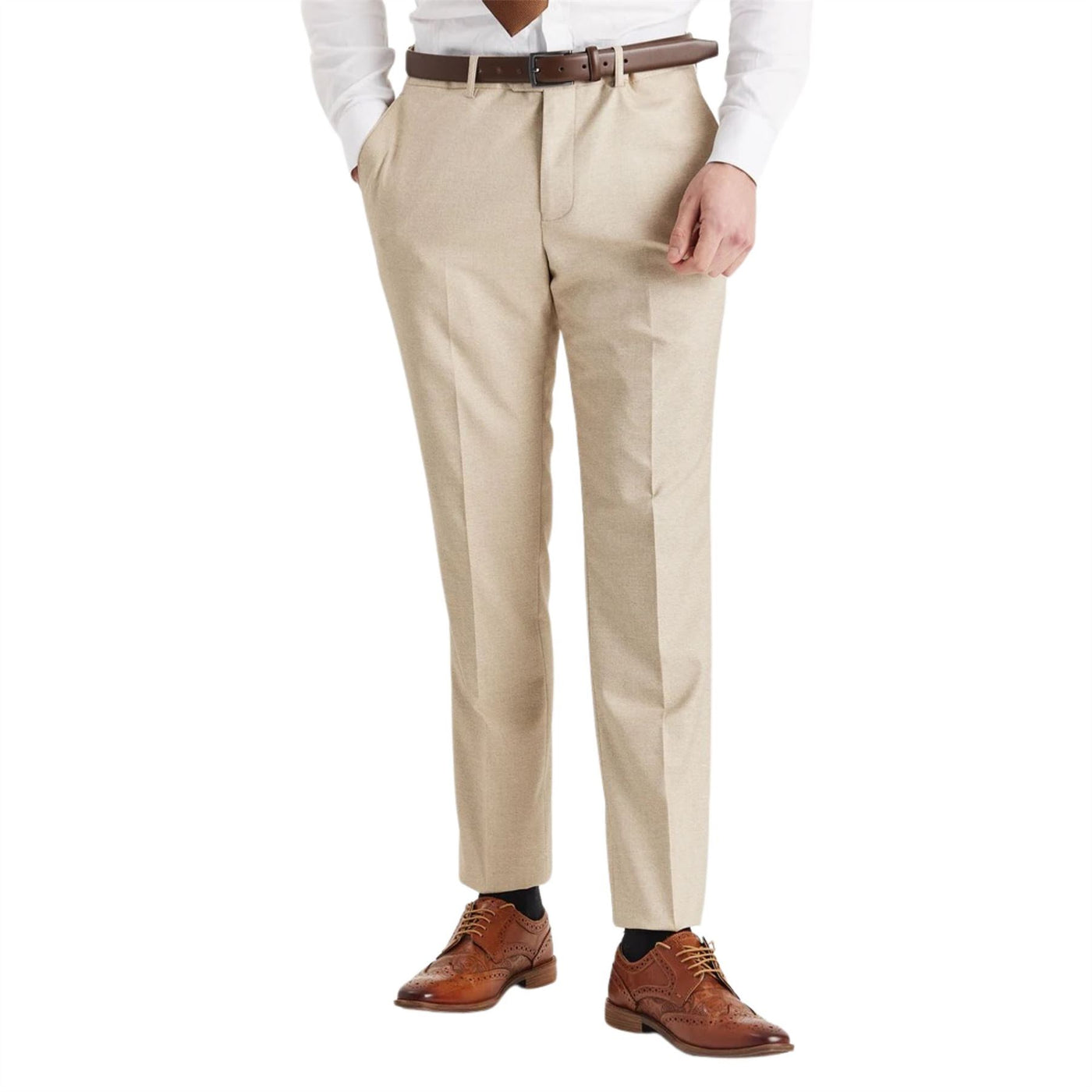 Men's Beige Lightweight Summer Wedding Party Trouser