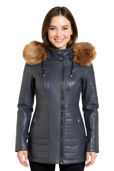 Giacca parka in pelle trapuntata da donna - Curitiba