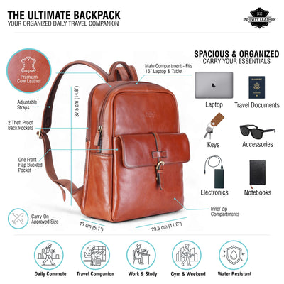 Genuine Leather Vintage Laptop Backpack Travel Bag - Cove