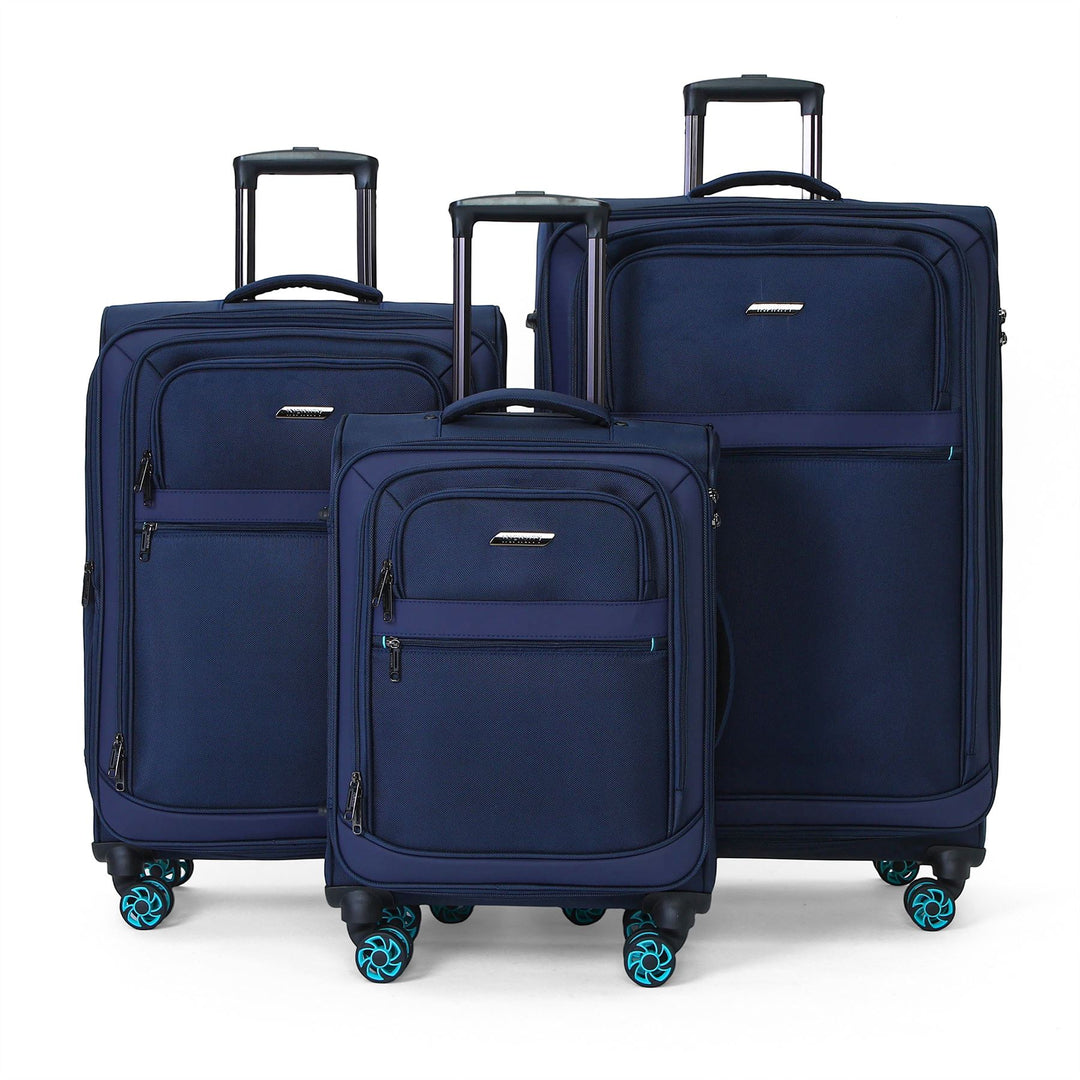 Soft Shell 1680D Polyester Suitcase Set 8 Wheel TSA Lock Luggage