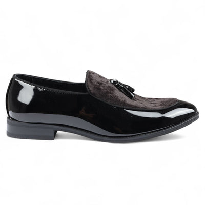 Men's Velvet Tassel Loafers Formal Patent Dress Shoes