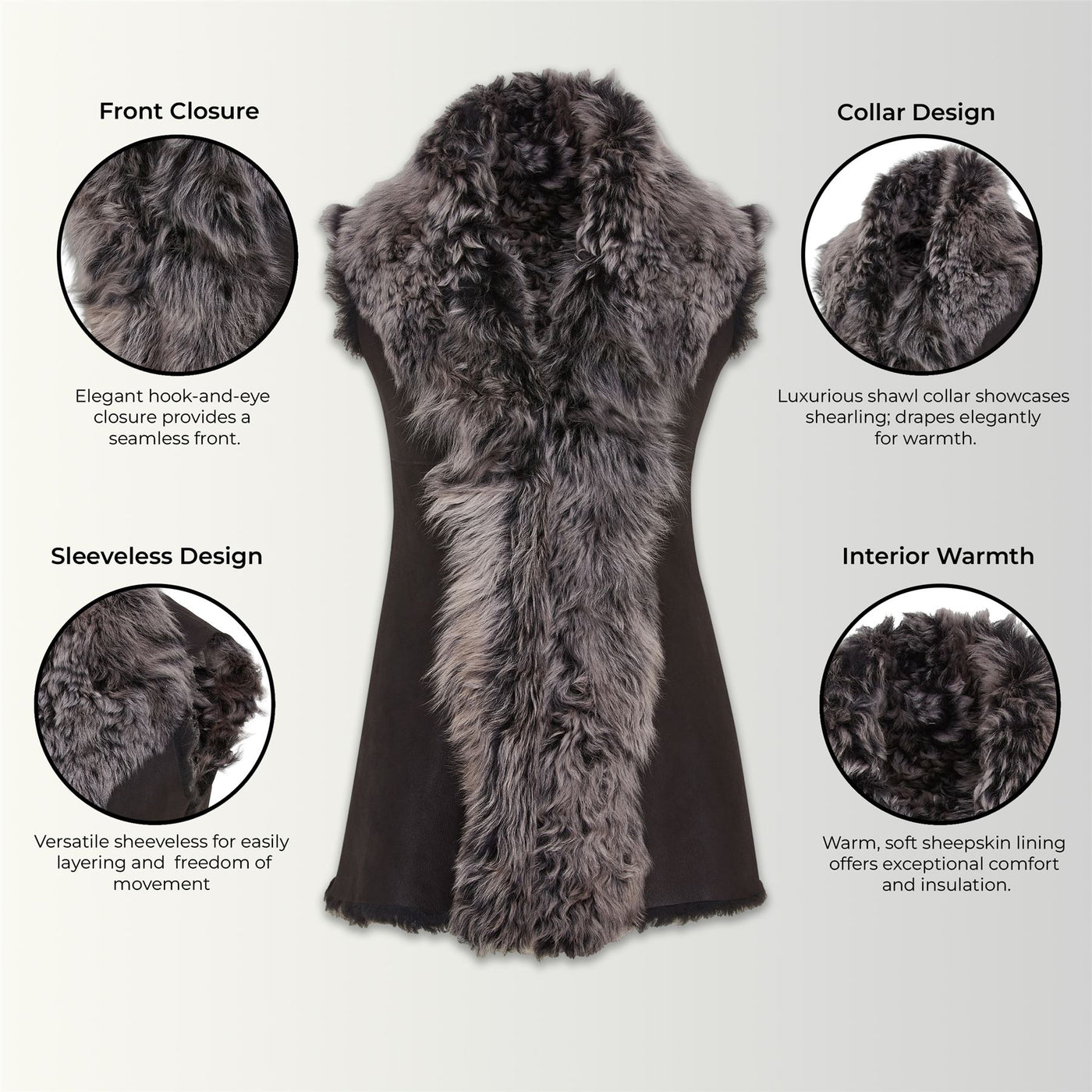 Women's Toscana Shearling Nappa Leather Sheepskin Gilet - Parkes