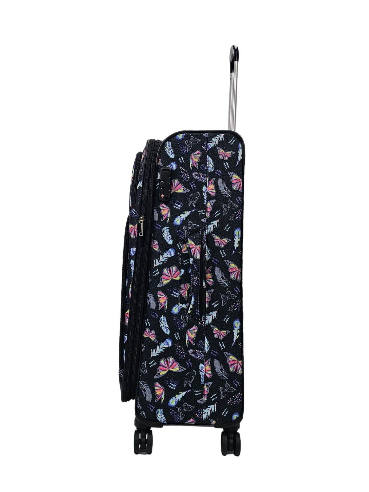 Lightweight Print Suitcases 8 Wheel Luggage Travel Soft Bags Set