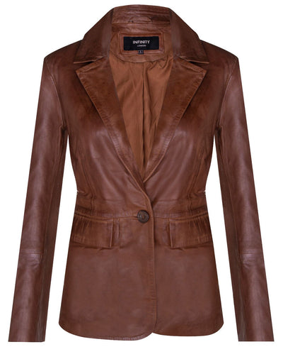 Womens Soft Leather Blazer Jacket-Apeldoorn