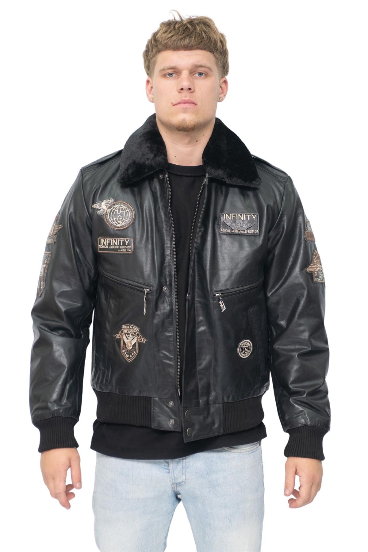 Mens Leather US Air Force Bomber Jacket-Wellington