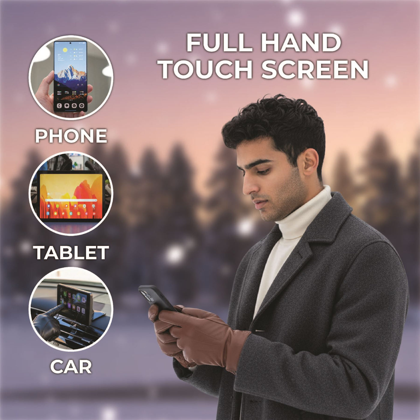 Men’s Italian Leather Warm Wool Lining Winter Gloves - M-LGV-305