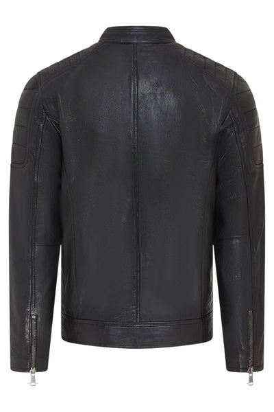 Men's Modern Classic Leather Quilted Biker Jacket - Derry