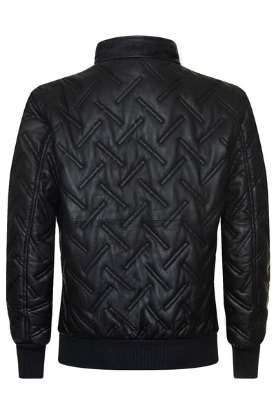 Men's Bomber Leather Quilted Jacket - Goiânia