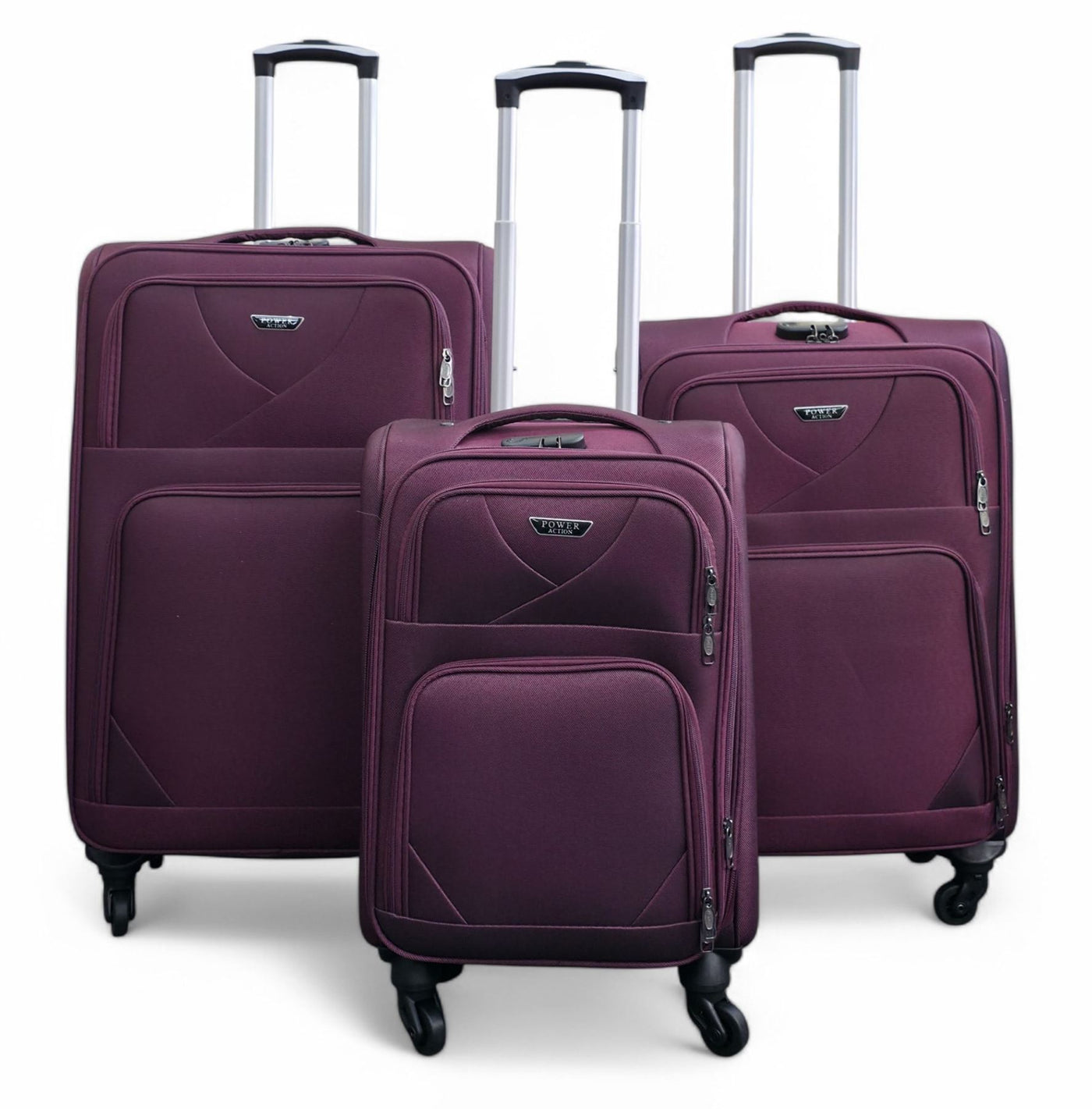 Soft Shell Lightweight Nylon Suitcase Set 4 Wheel Travel Case Holiday Bags