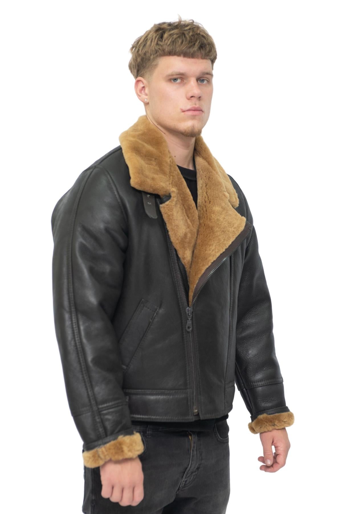 Mens Sheepskin Leather WW2 Bomber Jacket-Haverhill