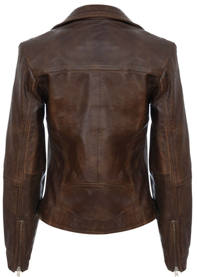Womens Leather Shawl Wrap Biker Jacket - Riga