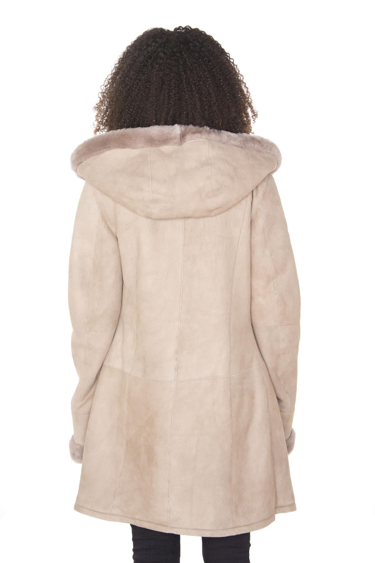 Womens Suede Merino Sheepskin Parka Coat-Tripoli