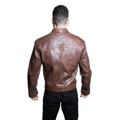 Men’s Classic Fitted Leather Biker Jacket-Austin