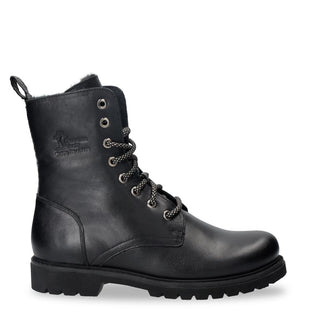 Panama Jack Women's Frisia B1 Black Waterproof Leather Combat Boots