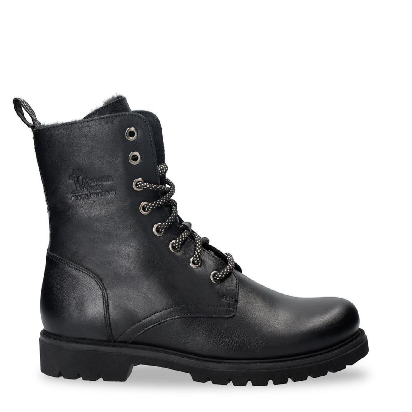 Panama Jack Women's Frisia B1 Black Waterproof Leather Combat Boots