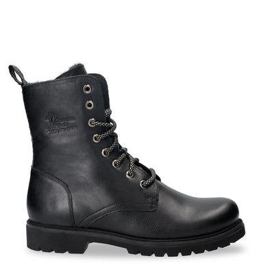 Panama Jack Women's Frisia B1 Black Waterproof Leather Combat Boots