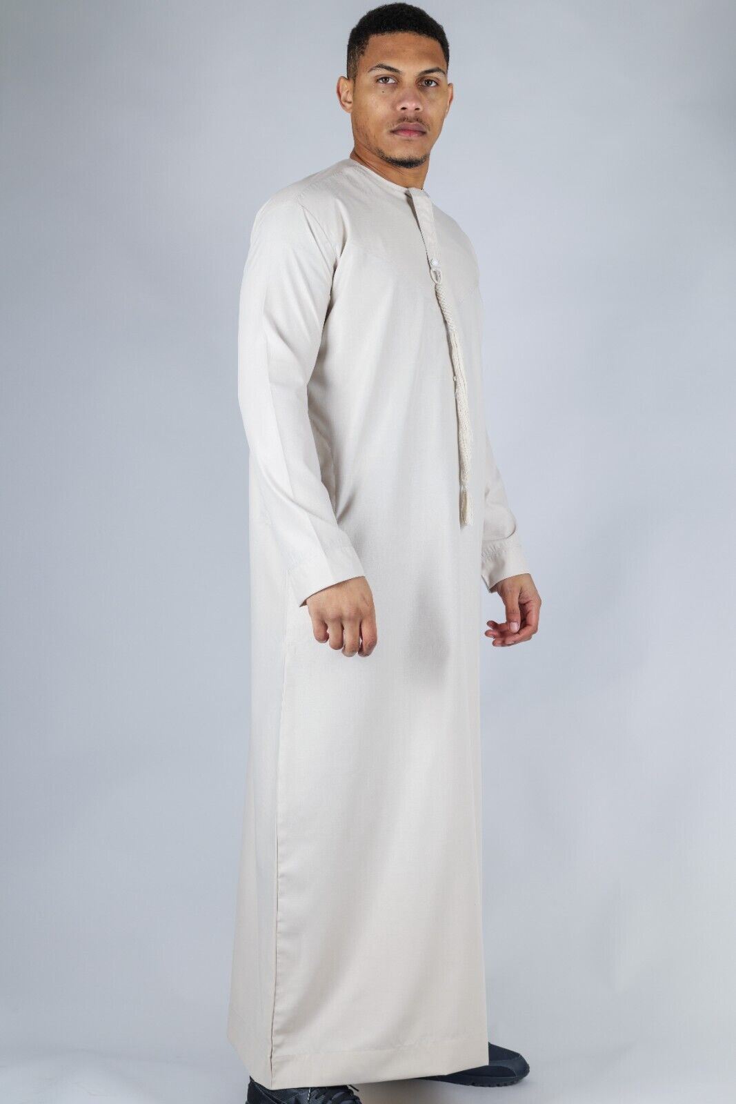 Men's Thobe Emirati Islamic Jubba Robe Eid Tassel Regular Fit