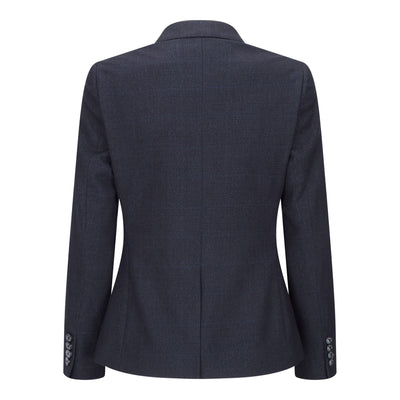 Women's Tailored Fit Tweed Navy Check Blazer Wool Jacket