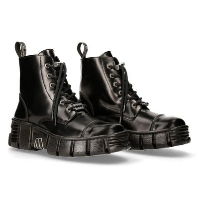 New Rock Leather Gothic Biker Ankle Boots- M-WALL005N-C6