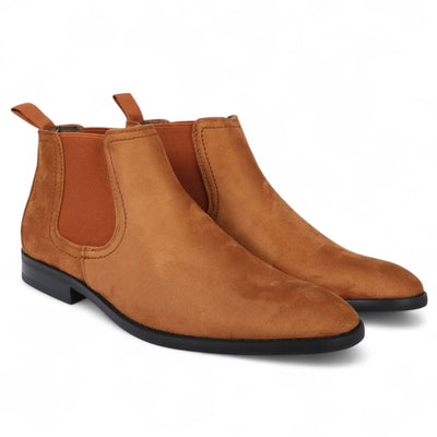 Men's Suede Chelsea Boots Real Leather Lined Slip-On