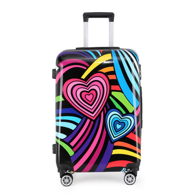 Printed Hard Shell Dual 4 Wheel Luggage Suitcase