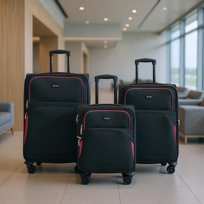 Expandable Soft 8 Wheel Lightweight Suitcase Luggage Travel Bags Set