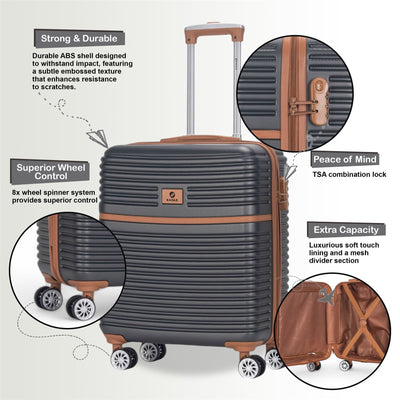 ABS Hardshell Underseat Cabin Suitcase 45 x 35 x 20 cm Luggage Suitable for Easyjet