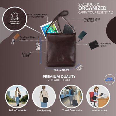 Leather Vintage Messenger Shoulder Crossbody Travel Business Bag - Ranger