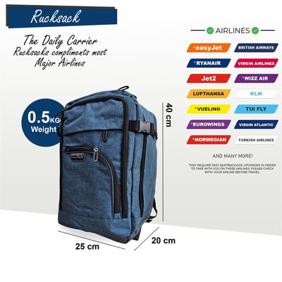 Backpack Rucksack 40x20 x25 cm Underseat Travel Cabin Bag for Easy Jet, Ryanair