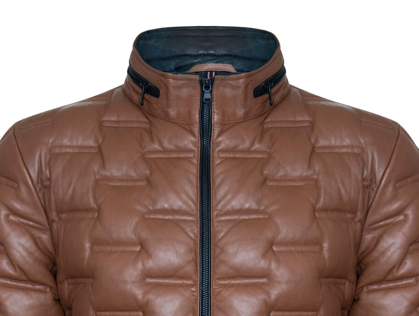 Men's Puffer Quilted Bomber Leather Jacket - Recife