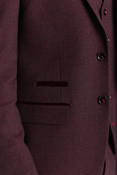 Men's Wine Suit Blazer Prince Of Wales Formal Blazer